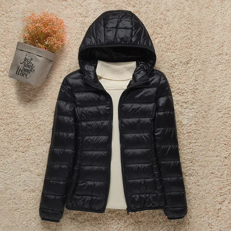 New Fashion Female Cold Jacket Women Winter Light White Duck Down Jacket Slim Puffer Jacket Portable Windproof Down Coat