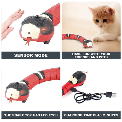 Smart Sensing Cat Toys Interactive Automatic Eletronic Snake Cat Teaser Indoor Play Kitten Toy USB Rechargeable