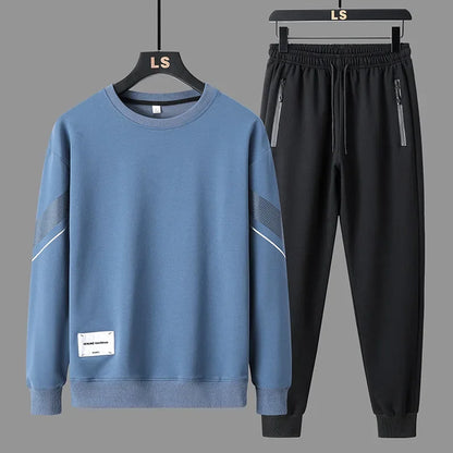 Men's 2024 Sweatshirt Set Round Neck Spring Autumn Casual Sports Two-Piece Loose Fit Comfortable Streetwear Fashion