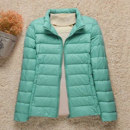 New Fashion Female Cold Jacket Women Winter Light White Duck Down Jacket Slim Puffer Jacket Portable Windproof Down Coat