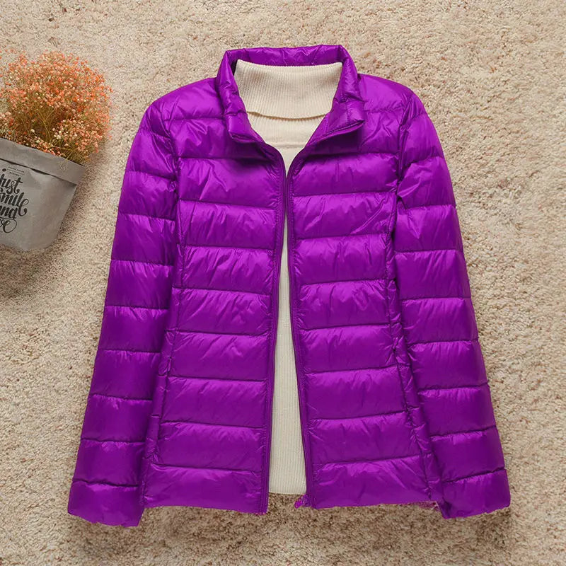 New Fashion Female Cold Jacket Women Winter Light White Duck Down Jacket Slim Puffer Jacket Portable Windproof Down Coat