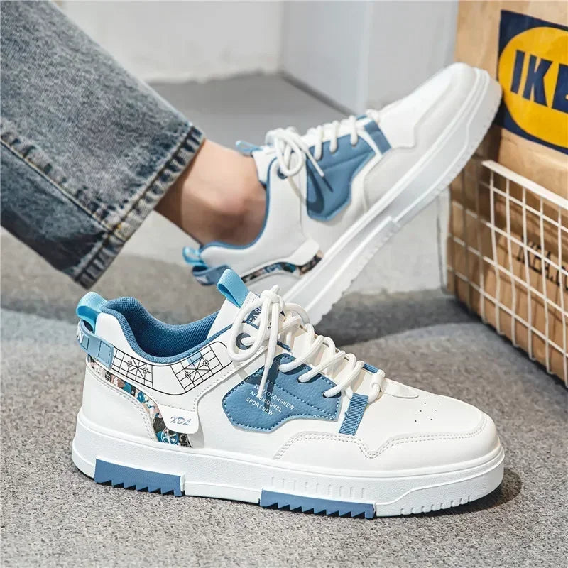 Men's shoes 2024 summer new breathable white shoes men's trendy and versatile thick soled sports board shoes trendy shoes