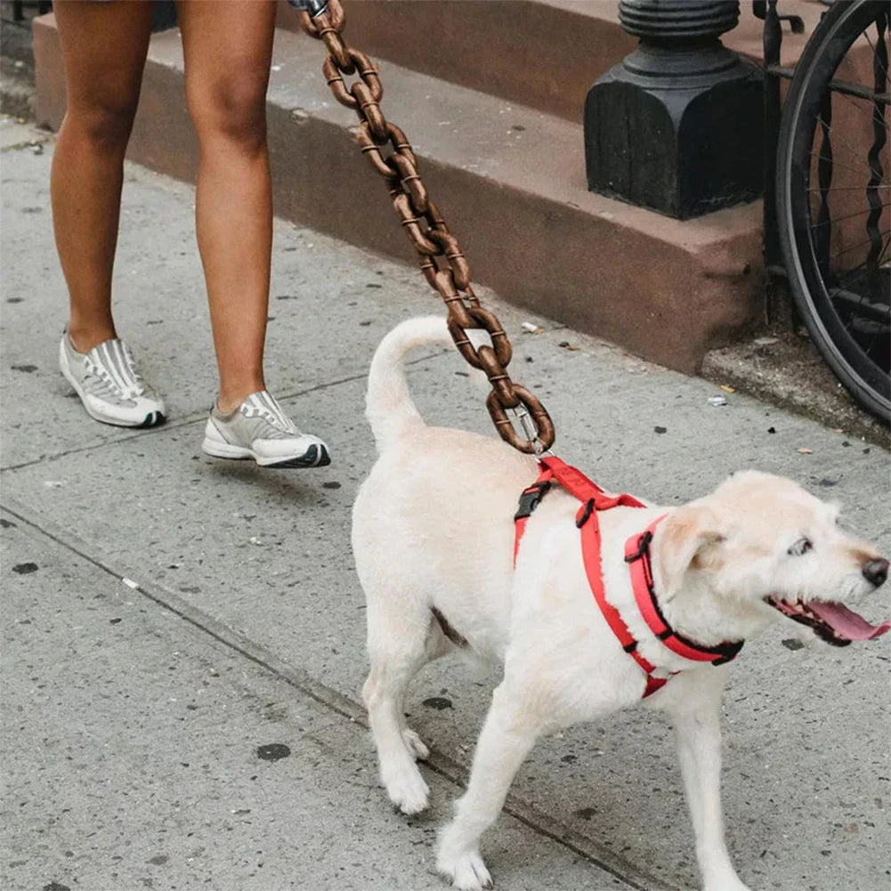 Funny Dog Leash Simulation Life-Like Iron Chain