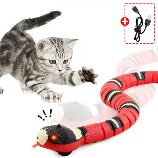 Smart Sensing Cat Toys Interactive Automatic Eletronic Snake Cat Teaser Indoor Play Kitten Toy USB Rechargeable