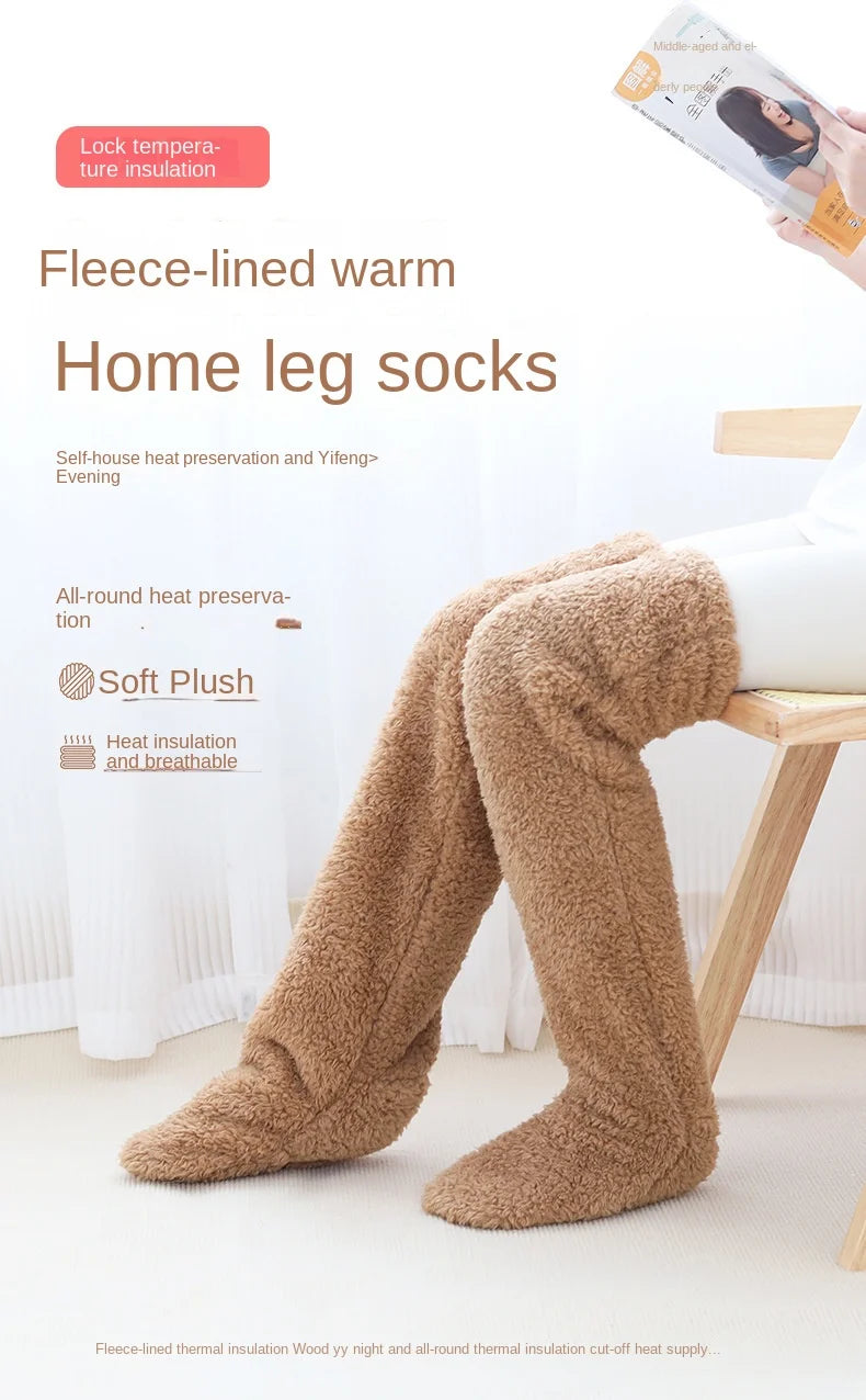 Leg Warmers storing Winter Fluffy Warm Leg Cover Home Over Knee Socks Thick koolo Leg Warmers Bed Long Socks Warm Socks