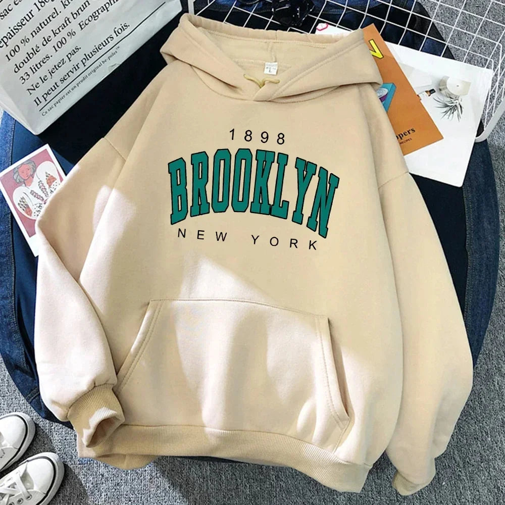 Brooklyn Letter Print Hooded Sweater Fashion Hoodie Kids Hip Hop Street Ladies New York Autumn Clothing Hoodie for Women