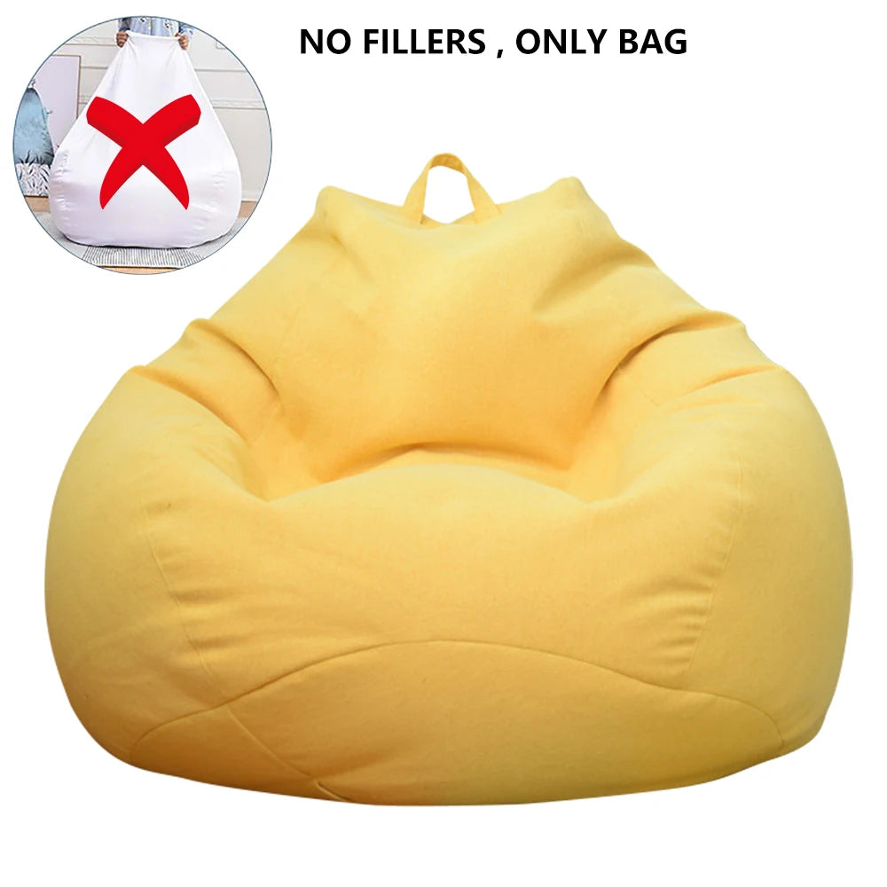 Large Small Lazy Sofa Cover Chairs Without Filler Linen Cloth Lounger Seat Bean Bag Pouf Puff Couch Tatami Living Room