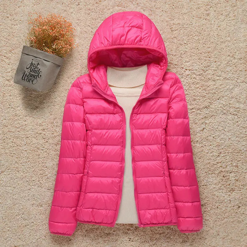 New Fashion Female Cold Jacket Women Winter Light White Duck Down Jacket Slim Puffer Jacket Portable Windproof Down Coat