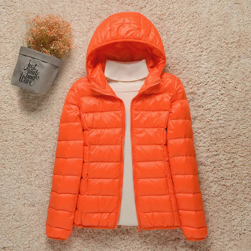 New Fashion Female Cold Jacket Women Winter Light White Duck Down Jacket Slim Puffer Jacket Portable Windproof Down Coat