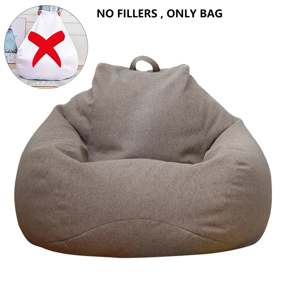 Large Small Lazy Sofa Cover Chairs Without Filler Linen Cloth Lounger Seat Bean Bag Pouf Puff Couch Tatami Living Room