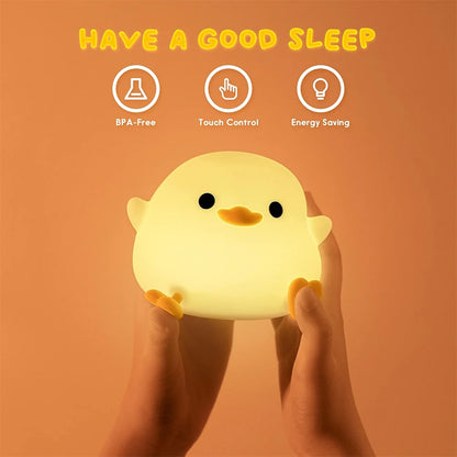 Led Cute Silica Gel Bean Duck Night Light With Touch Sensor Rechargeable Table Lamp Bedside Lamp For Bedroom Living Room