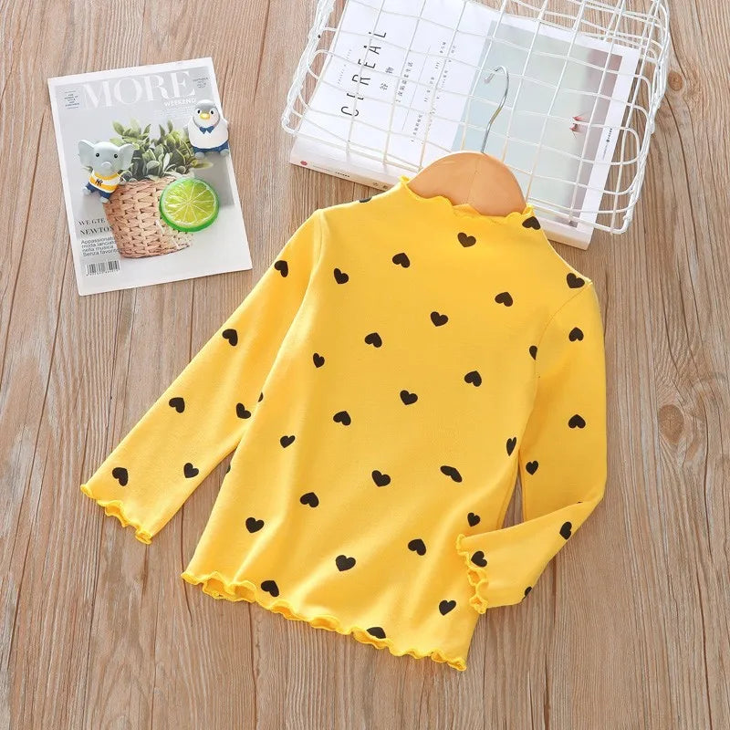 baby Girls Lovely Heart Print Sweaters New Autumn Kids Baby Pattern Clothing Fashion Clothes Casual Outfits Knit Girls Sweater