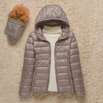 New Fashion Female Cold Jacket Women Winter Light White Duck Down Jacket Slim Puffer Jacket Portable Windproof Down Coat