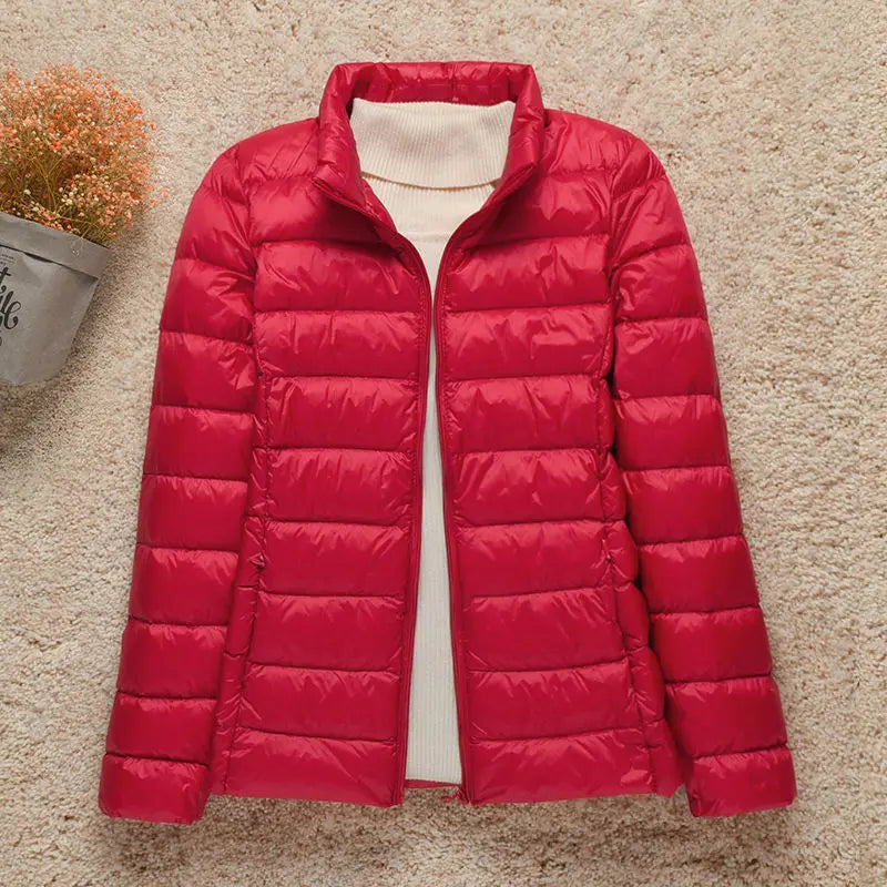 New Fashion Female Cold Jacket Women Winter Light White Duck Down Jacket Slim Puffer Jacket Portable Windproof Down Coat