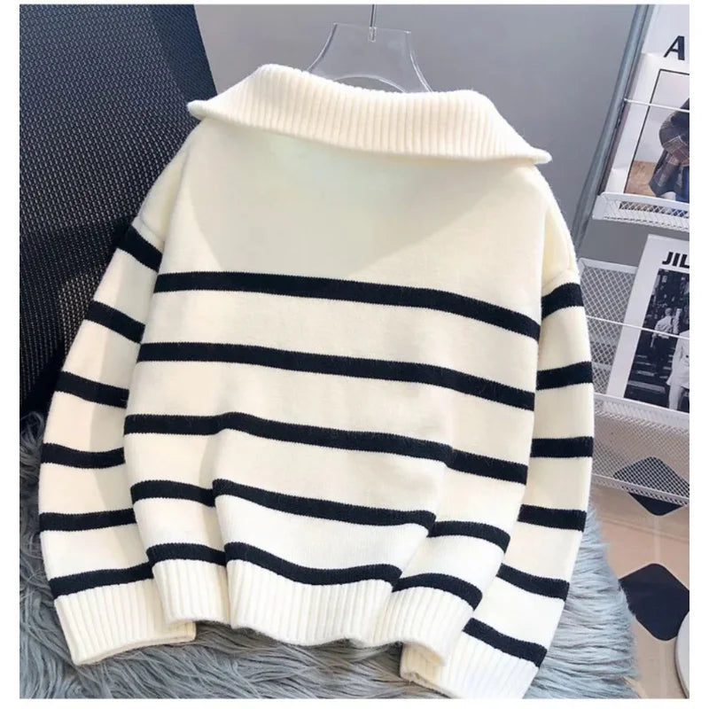 Sweater pullover women Spring and Autumn underwear  New zipper stripe underlay short style popular premium sweater female