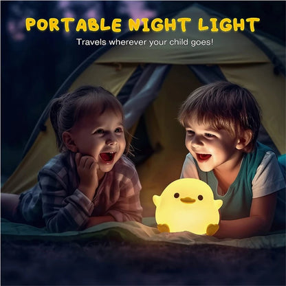 Led Cute Silica Gel Bean Duck Night Light With Touch Sensor Rechargeable Table Lamp Bedside Lamp For Bedroom Living Room